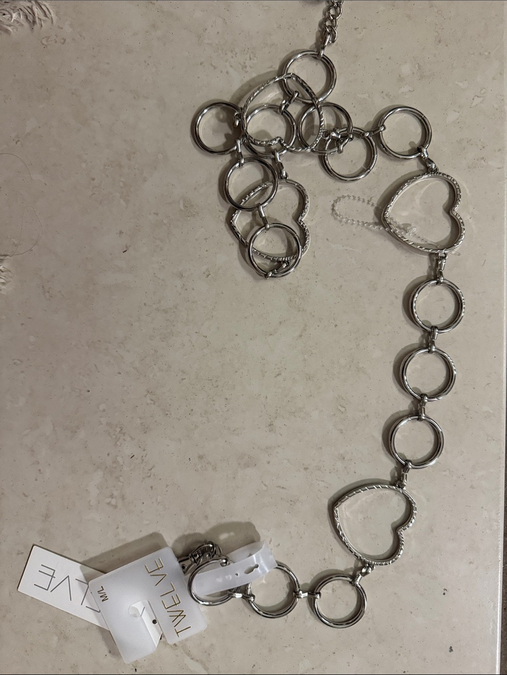Twelve by Twelve Silver Heart Link Belt